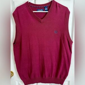 Man’s Chaps Sweater Vest Size L Maroon Color 100% Cotton